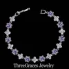 Link Chain ThreeGraces Fashion Ladies Diamante CZ Jewelry Light Blue Crystal Stone Flower Star Charm Bracelets Bangles For Women BR061 Inte2