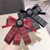 Pins, Brooches Korean Fabric Bow Tie Brooch Crystal Shirt Lapel Pins And Collar Needle Fashion Women Jewelry Luxury Accessories