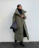 WOTWOY Winter Verdickung X-Long Parkas Frauen Breite Taille Lose Baumwolle Gepolsterte Jacken Weibliche Grün Grau Schärpen Warme windjacke 210916