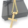 COLLIER PENDENTIF CROIX REMPLI D'OR RÉEL 24 K CHAÎNE DE LONGUEUR 60 CM258G