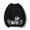 Maglioni da uomo Uomo 2022 Harajuku Streetwear lavorato a maglia Cartoon Cat Dog Jumpers Hip Hop Maglione casual Moda Uomo Maglieria allentata Top