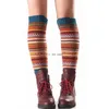 Multicolor Stripe Knee High Leg Warmers Socks Boot Cuffs Toppers Leggings Women Girls Autumn Winter Warm Loose Stockings Fashion Clothing Will and Sandy