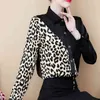 Plus Size Casual Donna Top e camicette Autunno Moda Camicia a maniche lunghe Sexy Leopard Slim Camicetta Blusas 8054 210512