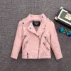 Brand Boys Girls Jackets Pu Leather Coat Fall Winter 1-12Y Children's Plus Velvet Korean Zipper Thick Warming Windbreaker 211204