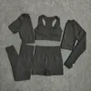 2/3/5sts sömlösa kvinnliga spårdräkter Yoga Set Workout Sportwear Gym Clothing Fitness långärmad skörd topp hög midja leggings sportdräkter
