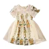 Floral Tulle Dress for Girls Summer Fashion Clothes Toddler Infant Beige White Dresses Children Baby Girl Fancy Party Vestidos Q0716