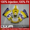 Injektionskropp för Ducati 748S 853S 916S 996S 998S 94-02 18NO.0 748 853 916 996 998 s R 94 95 96 97 98 748R 853R 916R 996R 998R 1999 2000 2001 2002 OEM FAIRING Glansig gul