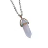 Nature agate Natural Stone Bullet Necklace Gold Chain Hexagonal Quartz Crystal Necklaces For Women Jewelry 11 Colors