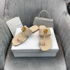 Rose Metal Genuine Leather Luxury Designer Slippers Lady Shoes 2021 Summer Beach Sandal Fashion Light Flat Heel Slipper Bathroom Shoe Women Sandals Nude