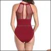 Kobiet Stroje kąpielowe Odzież Odzież Moda Kobiety One Piece Backless Mesh Ruched Beach Nosić Monokini Swimsuit Bodysuit Kostium Kąpielowy Beachwears