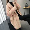 2020 Nova Moda Faux Mink Pele Casacos Outono e Inverno Jaqueta Mulheres Solto Tamanho Grande Malha Longo Casaco Cardigan Feminino Espessamento Y0829