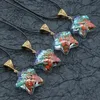 Beschichtetes Harz Bunte Steinperlen Stern Anhänger Halskette Heilschmuck für Männer Männer Seilkette