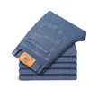 Jesień Męskie Niebieskie Dżinsy Prosto-Leg Business Casual Cotton Stretch Denim Spodnie Mężczyzna Marka Plus Rozmiar 40 42 44 211124