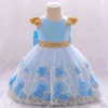 Spädbarn Toddler Dopklänning för tjejer 1: a födelsedagsfest bröllop blomma sequins prinsessa baby klänning vestidos jul kostym g1129