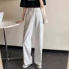 Jeans casual bianchi da donna Arrivo Autunno Stile coreano Pantaloni larghi in denim a vita alta larghi tutto-fiammifero T012 211129