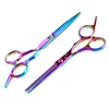 Professional 6 calowe i płaskie nożyczki Zestaw kosmetycznych Kolor Czysty czarny grzywka fryzura nożyce do cięcia włosów