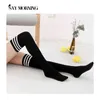 SAY MORNING Warm Thigh High Socks For Ladies Girls Schoolgirl Uniform Long Socks Women Stockings Striped Knee Socks Y1119