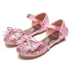 Spring Summer Kids Girls Shoes Sandals Bling Sequins Crystal Bow Princess Dance Shoes For Girls Flat Heels Children Shoes 210713
