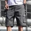 Mens Shorts Summer Cargo Fashion Knee Length Drawstring Men Khaki Work Bermudas Masculina Plus Size 7XL