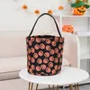 Halloween Trick or Treat Bag Party Supplies Bucket Gift Bags for Candy Festival Skeleton Pumpkin Orange Background with Black Handle JJA8528
