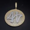 Hip Hop nom personnalisé rotatif lettres médaillon rond pendentif collier pour hommes femmes Zircon rappeur Goth bijoux