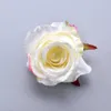 30PCS Silk Blooming Pink White Roses Artificial Flower Head For Wedding Decoration DIY Wreath Gift Scrapbooking Big Craft 210706