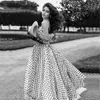 Vintage Polka Dots Tulle Wedding Dresses Bridal Ball Gown 2021 Sweetheart Off the Shoulder FloorLength Ruched Long Engagement Dre3132022