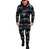 Eşofman Sonbahar Kış Camou Hoodies Rahat Ter Suits İpli Kazak Kıyafet Spor Erkekler 2 Parça Set Artı Boyutu 210806