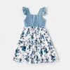 Lente zomer familie matching kleding 5 stks sets moeder vader dochter zoon baby bloemen jurk bodysuit shirt E2002 210610