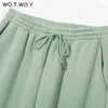 WOTWOY Autumn Winter Thick Fleece Sweatpants Women Drawstring High Waist Flocking Trousers Female Casual Solid Warm Pants 211218
