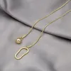 Hängsmycke Halsband Ursprung Sommar Koreansk Fashion Gold Färg Asymmetrisk Metall Geometrisk Pärlor Halsband För Kvinnor Enkla Smycken