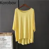 Korobov nouveauté O cou à manches courtes femmes t-shirts coréen décontracté grande taille femme t-shirt été t-shirts hauts 2a386 210324