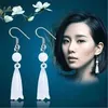 Boucles d'oreilles pour femmes Dangle cristal plaqué argent femme étape émotion Magnolia style longue goutte