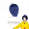 Wonder Egg Priority Ai Ohto Cosplay Wig Dark Blue Short Heat Resistant Synthetic Hair Party Wig With Hairpin + Free Wig Cap