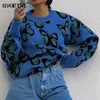 Butterfly Print O-Neck Women's Sweater Y2k Long Sleeve Loose Casual Women Knitting Sweaters 2021 Autumn Low Price Promotion Top Y0825