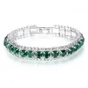 Crystal Rhinestone Tennis Bracelets for Ladies Korean Style Blue Red Green CZ Diamond Chain Bracelet Wrist Jewelry on Sale