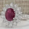 Cluster Rings Red Stone For Women Fashion Jewelry Flower Ring Ladies Accessories Bague Femme Anillos Mujer Wholesale F5K096