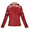 Kunstlederjacke Damen Schwarz Plus Size Kleidung Wintermantel Revers Rot Dicke Wärmemäntel LR670 210531