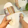 Pantoufles scintiller les femmes sandales d'été bling diapositives et sac à main assorti ensemble de malin tongs diamant chaussures plates extérieures