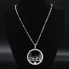 Family Boy Gril Stainless Steel for Women Silver Color Crystal Necklace Jewelry Collares Christmas Gift N9132