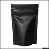 تعبئة أكياس Office School Business Industrial Industrial Heat Seip Backage Aluminium Foil Mylar Tear Notch Matte Black Stand Up Bag بالجملة