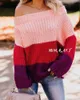 Kobiety swetry dla kobiet jesienne zimowe splicing sweter pullover ol dojeżdżający kolor luźne kobiety