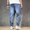 Primavera Estate Jeans Uomo Elastico Dritto Large Size 48 Tasca da uomo Ricamo Stretch Denim Pantaloni Uomo grande Plus Size M-6XL 7XL 210622