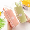 Portable Pencil Case Large Capacity Dual Zipper Stationery Organizer Storage Pouch Pen Bag Compartments Cosmetic Bags for Office Women