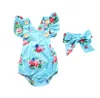 5Colour! Nyfödda kläder Sets Baby Onesies Kids Girl Casual Kläder Blå Blomma Dot Klättringsdräkt Ärmlös Triangulär Klättra Pullover
