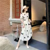 Zomer Dames Polka Dot Beach Jurk Sundresses Koreaanse kleding Wit Midi Femme Robe 210514