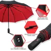 Paraguas automático de doble capa para lluvia para mujer, 3 pliegues, resistente al viento, para mujer, hombre, 10K, sombrilla grande para hombre, paraguas de negocios 210721