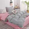 Moda estilo simples casa cama conjuntos de edredão capa lisa chapa lençóis inverno rei rei rei size conjunto com cor diferente 210706