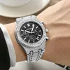 Cagarny Full Diamond Mens Watches Hip Hop Iced Out Men039s Quartz Wrist Watch Silver Bling Afficulture Male Cloron masculin Chronograph RE8069473