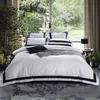 5-stjärnig El White Luxury 100% Egyptisk bomullssängar full Queen King Size Duvet Cover Bed / Flat monterad ark set 4 / 6PCS 210615